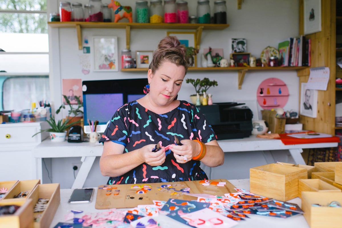 woman in craft room